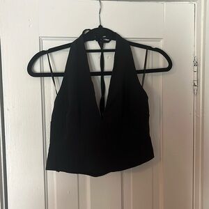 Abercrombie & Fitch // Deep V Halter Top // Black // Size L